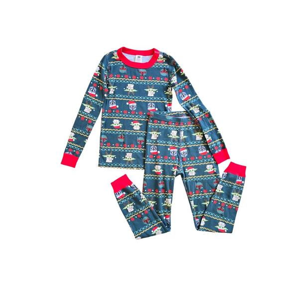 Hanna Andersson Star Wars Mandalorian Trek Teal Long John Organic Pajama Size 8 - Picture 1 of 7